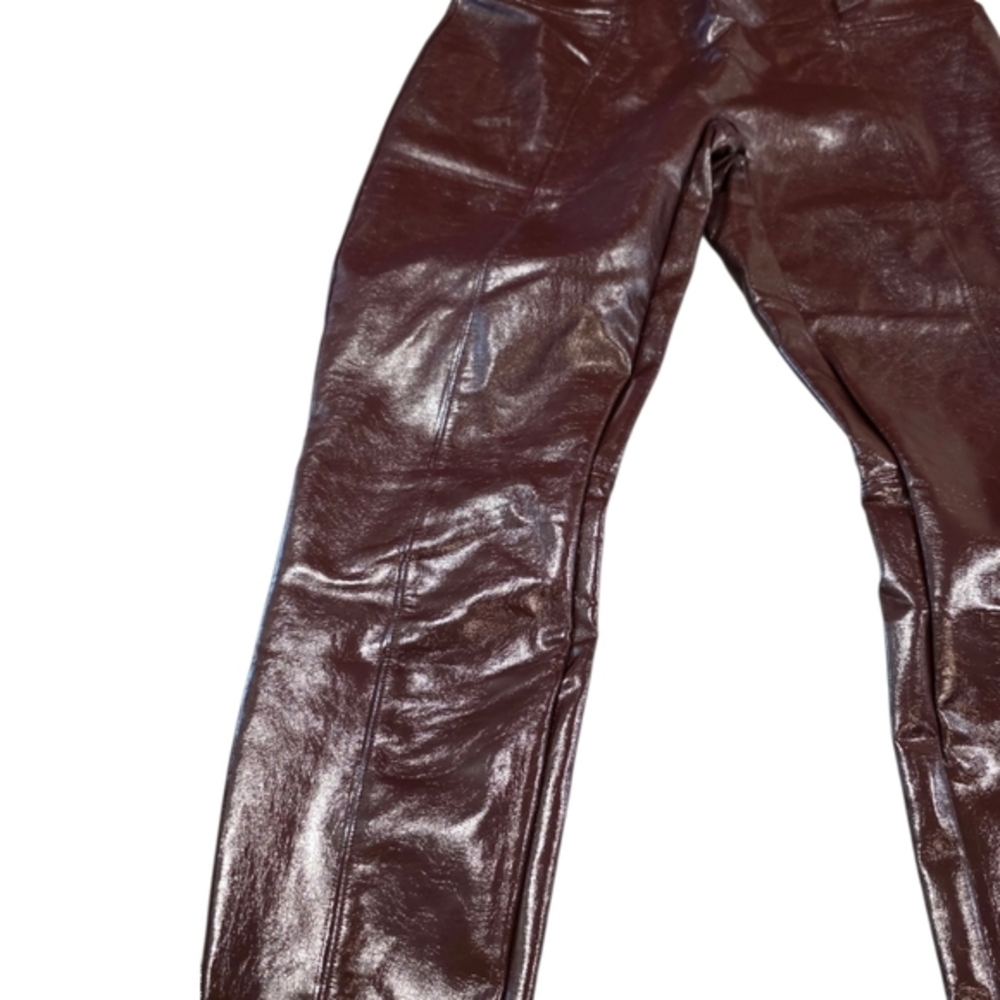 SPANX Vegan Patent Leather Leggings Pants in Ruby Burgundy Red Size 1X NEW‎ - Picture 9 of 14